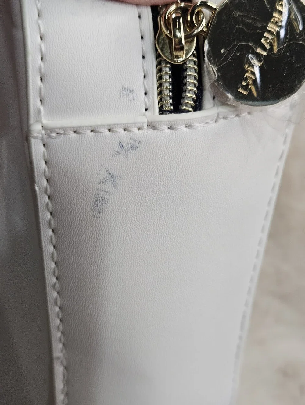 Estee Lauder White Circle-Embossed Women’s Cosmetic Bag